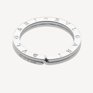 Auth. BVLGARI BVLGARI KEYRING silver 925  unisex minimalist logo w. Box